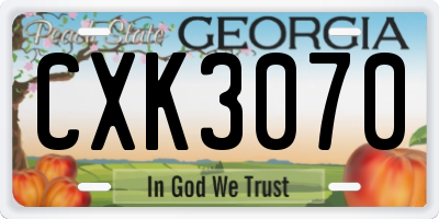 GA license plate CXK3070