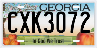 GA license plate CXK3072