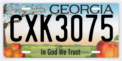 GA license plate CXK3075