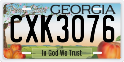 GA license plate CXK3076