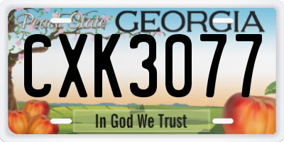 GA license plate CXK3077