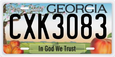 GA license plate CXK3083