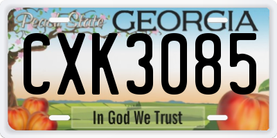 GA license plate CXK3085