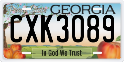 GA license plate CXK3089