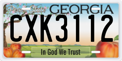 GA license plate CXK3112