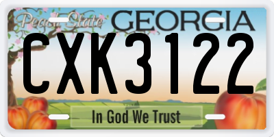 GA license plate CXK3122