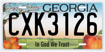 GA license plate CXK3126