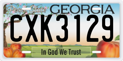 GA license plate CXK3129