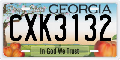 GA license plate CXK3132