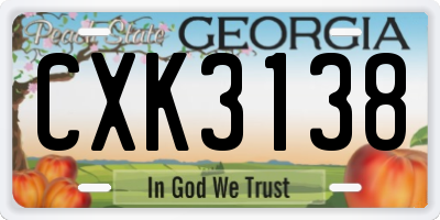 GA license plate CXK3138
