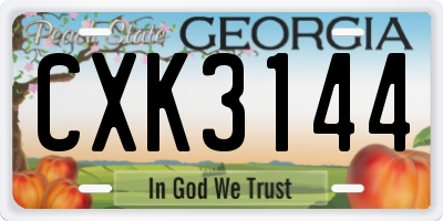 GA license plate CXK3144