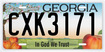 GA license plate CXK3171