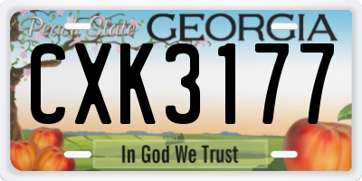 GA license plate CXK3177