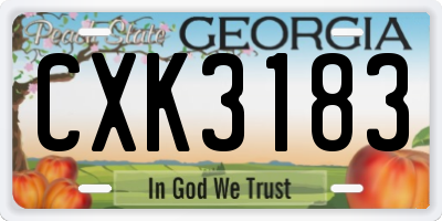 GA license plate CXK3183
