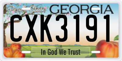 GA license plate CXK3191