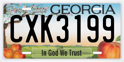 GA license plate CXK3199