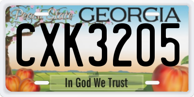 GA license plate CXK3205