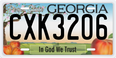 GA license plate CXK3206