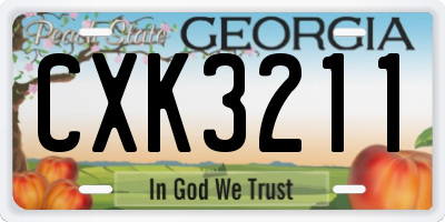GA license plate CXK3211