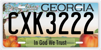 GA license plate CXK3222
