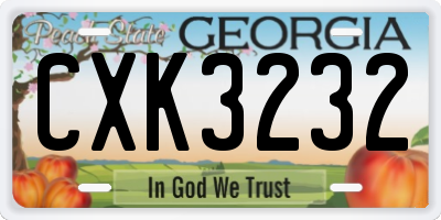 GA license plate CXK3232