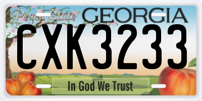 GA license plate CXK3233