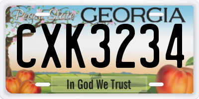 GA license plate CXK3234