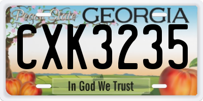 GA license plate CXK3235