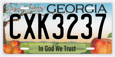 GA license plate CXK3237