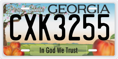 GA license plate CXK3255