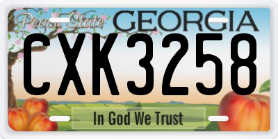 GA license plate CXK3258