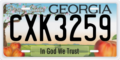 GA license plate CXK3259