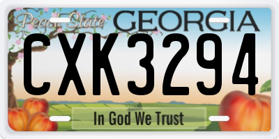 GA license plate CXK3294