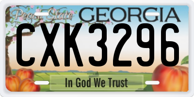 GA license plate CXK3296