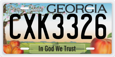 GA license plate CXK3326