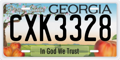 GA license plate CXK3328