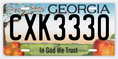 GA license plate CXK3330