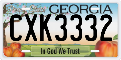 GA license plate CXK3332