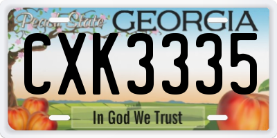 GA license plate CXK3335
