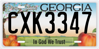 GA license plate CXK3347