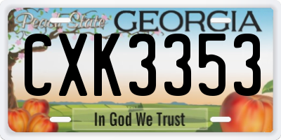 GA license plate CXK3353