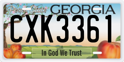 GA license plate CXK3361