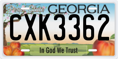 GA license plate CXK3362