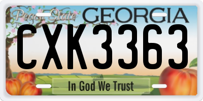 GA license plate CXK3363