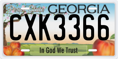 GA license plate CXK3366