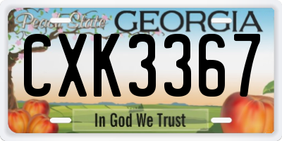 GA license plate CXK3367