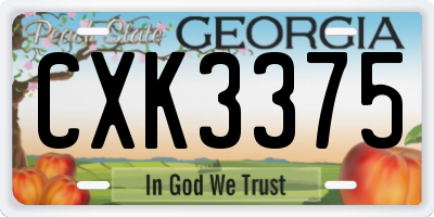 GA license plate CXK3375