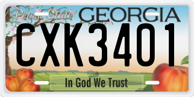 GA license plate CXK3401