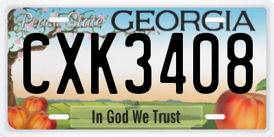 GA license plate CXK3408