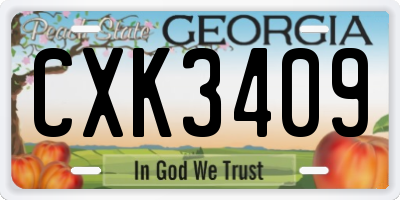 GA license plate CXK3409